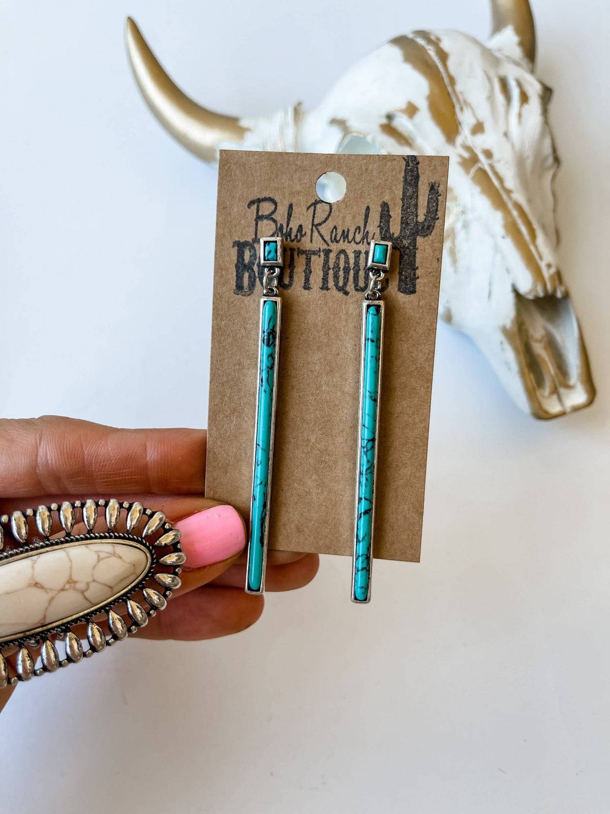 The Turquoise Western Bar Earrings