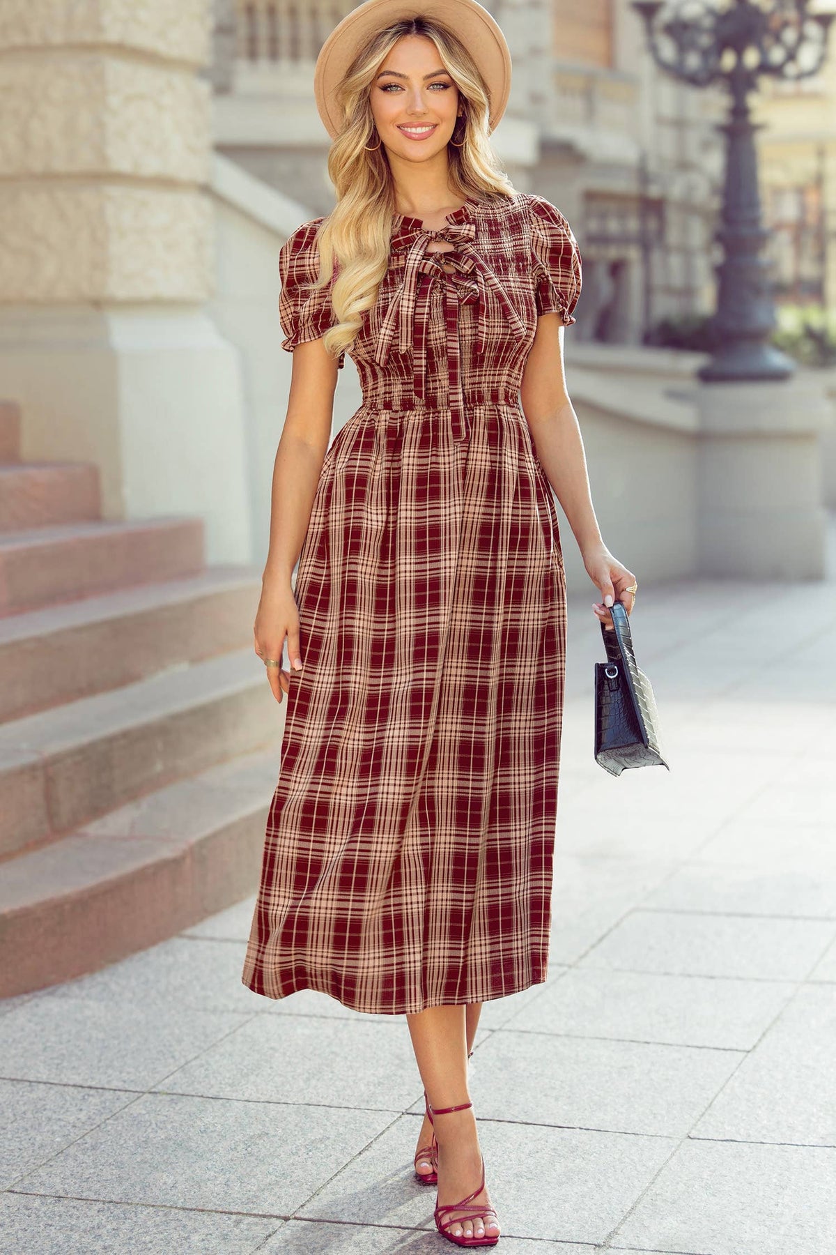 The Prairie Rose Plaid Maxi Dress