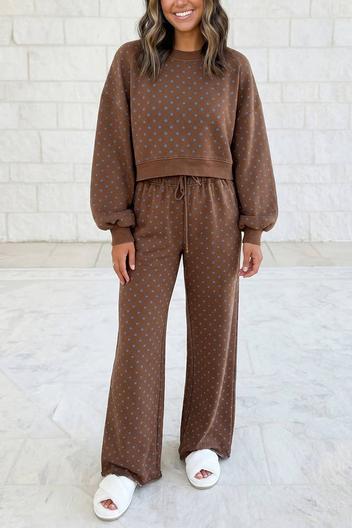 The Bluebonnet & Brown Polka Dot Lounge Set