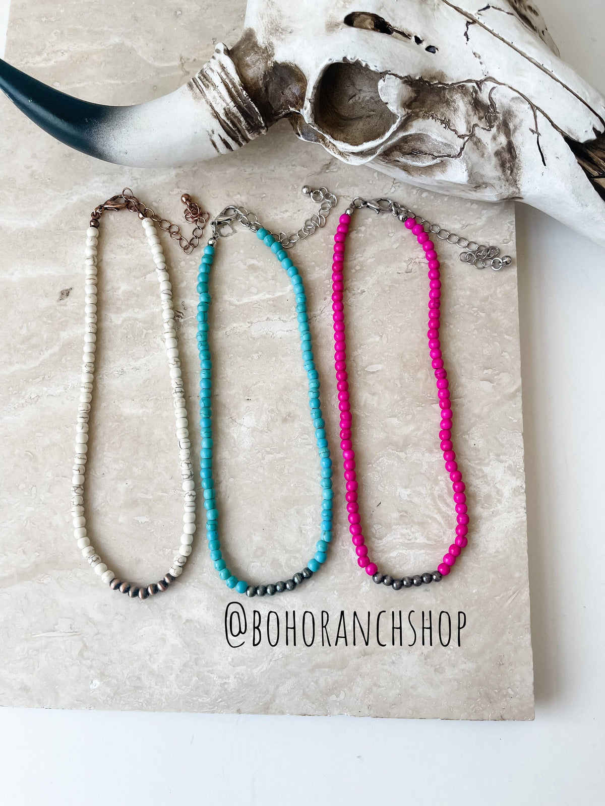 The White Navajo Bead Choker